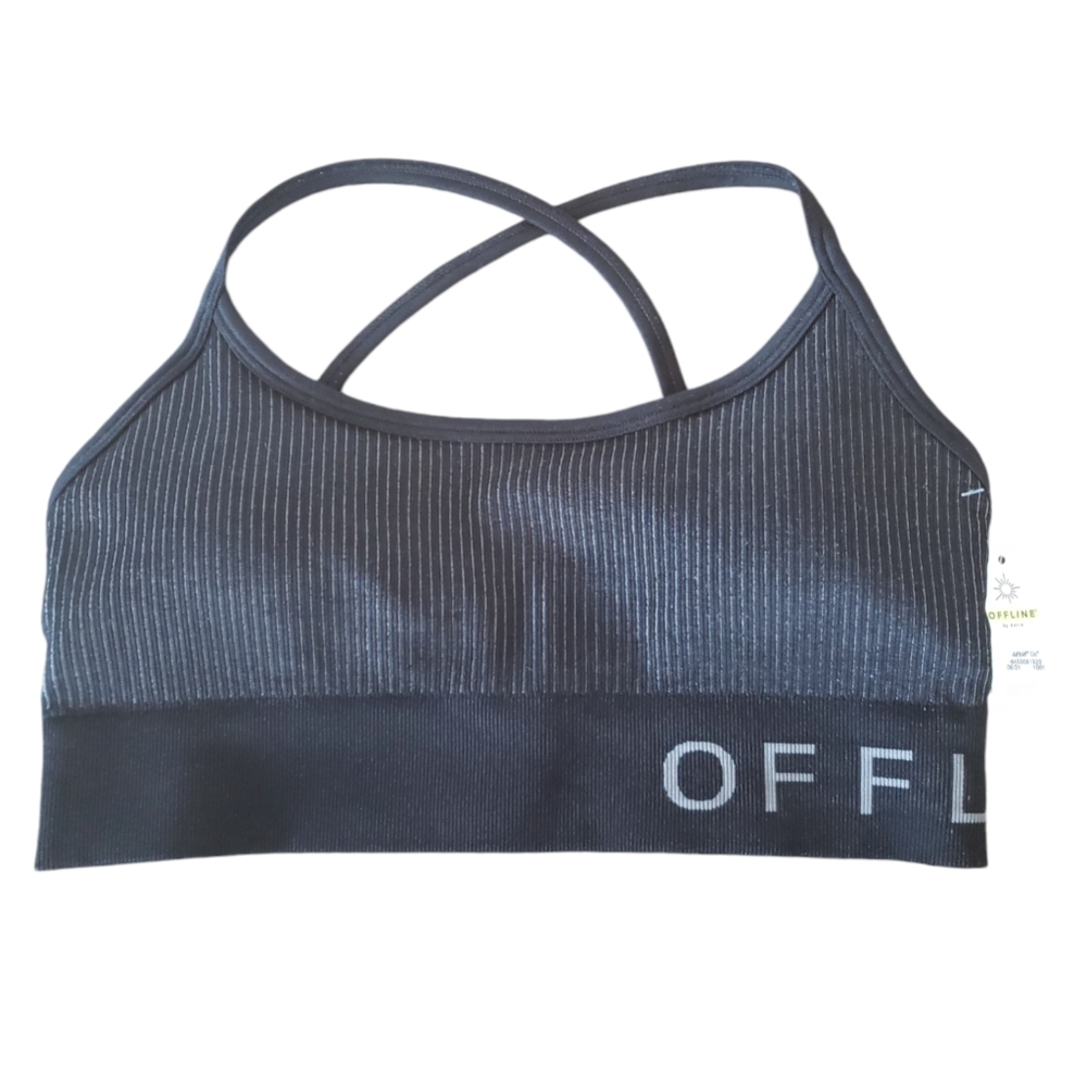 Offline by Aerie NWT Sports Bra Medium Black Retail $34.95